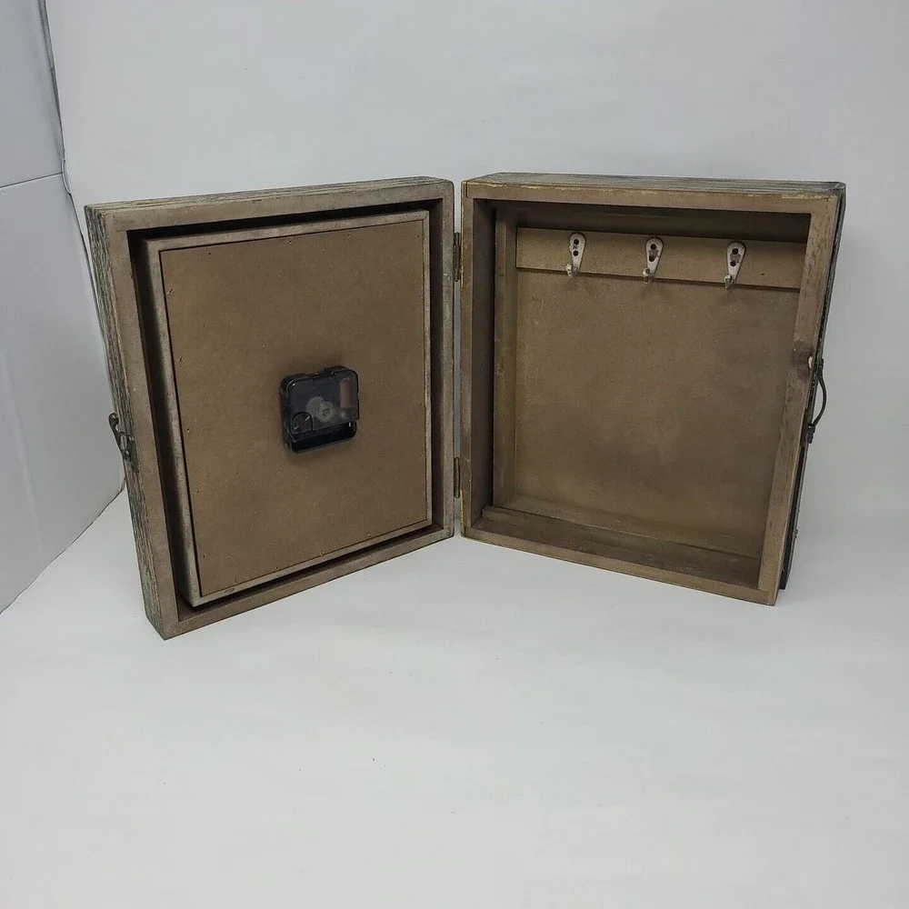 Distressed Clock Jewelry Box Wooden Hanging Setting 12